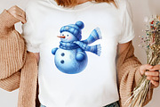 Christmas Blue Toile Snowman Clipart, an Illustration by Canvas Craft (Thumbnail 6 of 8)
