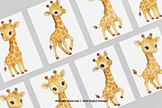 15 Bundle Watercolor Giraffe Yellow, an Animal Illustration by Morspective (Thumbnail 3 of 8)