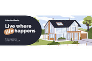 Modern suburban house cottage banner, an Object Illustration by PaperTrident (Thumbnail 4 of 4)
