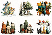 Whimsical Christmas Cats Clipart, an Illustration by OK Design (Thumbnail 5 of 5)