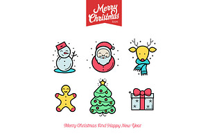 Christmas Icons in 3 different style