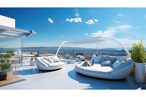 blue sunny roof ai generated, a Nature Photo by pikepicture