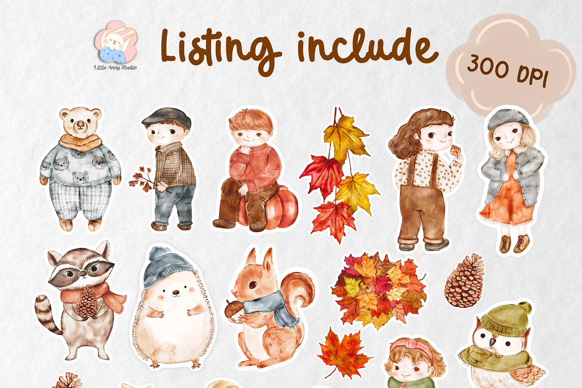 Fall Mega Pack – Clipart & Sticker, a Seasonal Illustration by Annyillustration (Photo 3 of 7)