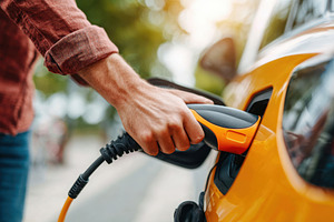 Charging an electric vehicle with a cable, a Technology Photo by AlyaAnd