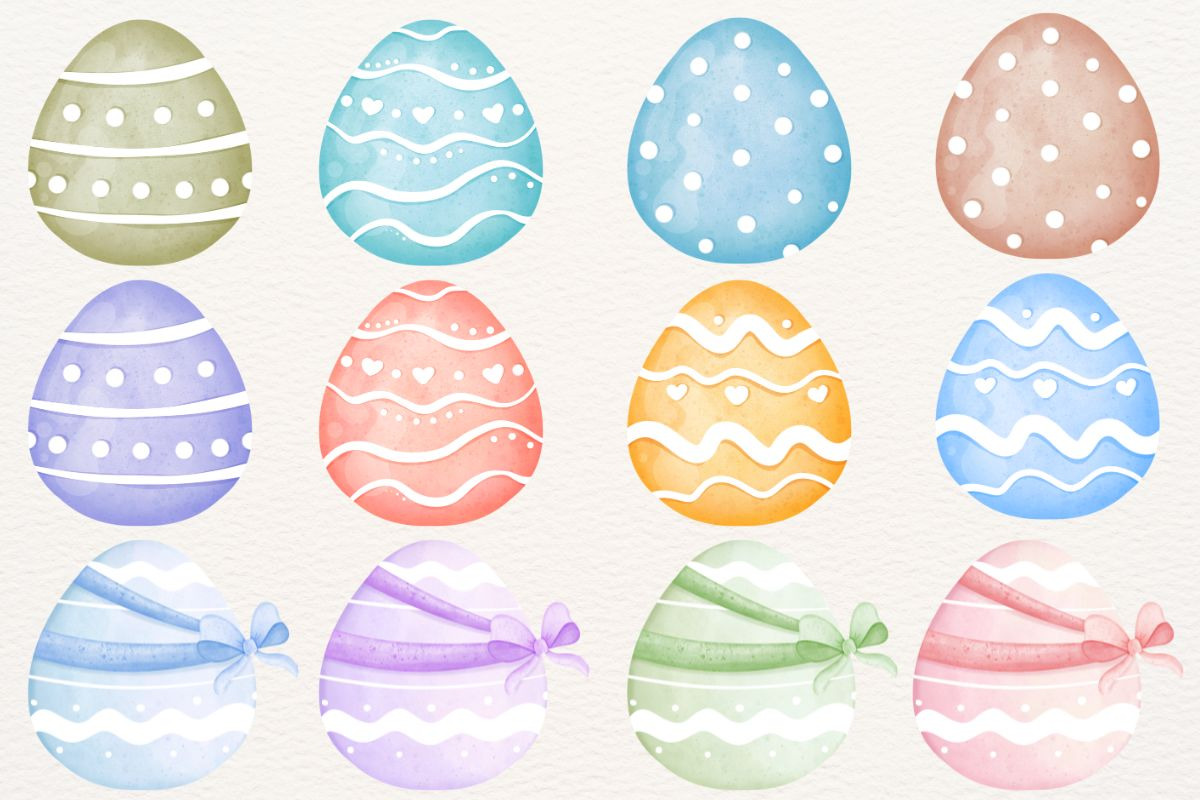 Hand-drawn Watercolor Easter Eggs, a Seasonal Illustration by CpSnowy (Photo 2 of 3)