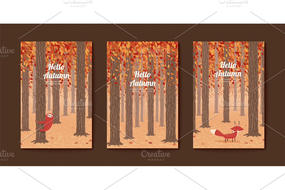 Set of autumn forest illustration, a Brochure Template by TotallypicRF