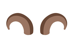 Brown curled ram horns. Flat vector, an Animal Illustration by GraphiShop