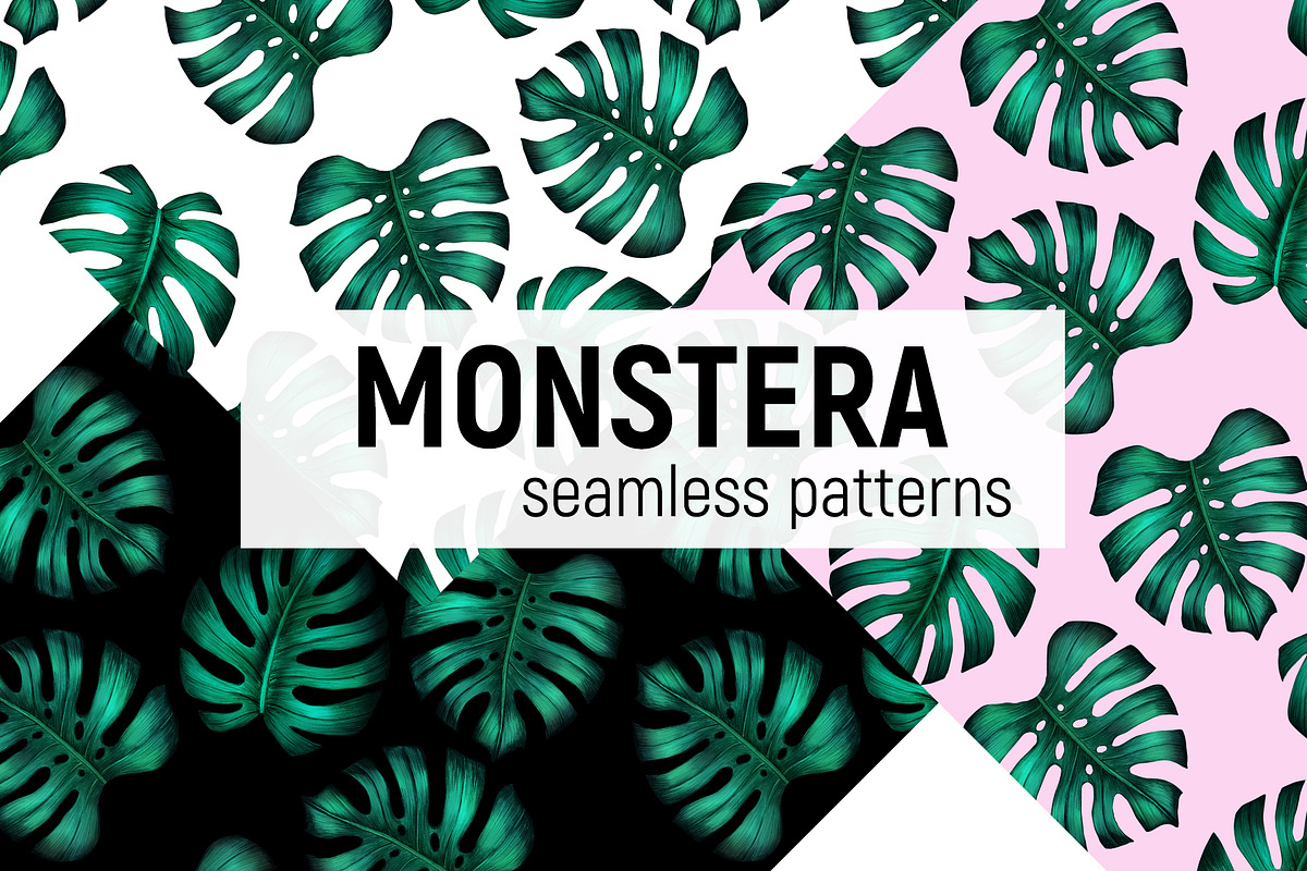 Monstera seamless patterns, a Pattern Graphic by ARTVracovska (Photo 1 of 6)