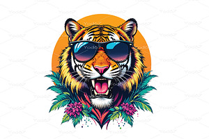 Vector of Aggressive tiger head, an Animal Illustration by yod67