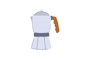 Morning Moka Pot Coffee Cartoon