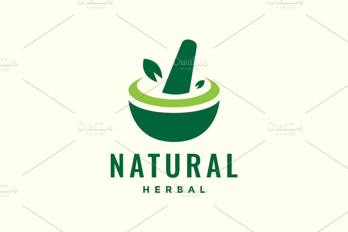 bowl leaves herbal medicine logo, a Branding & Logo Template by devastd
