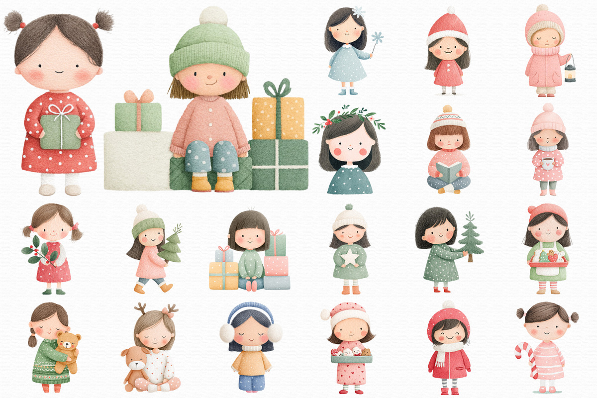 Cute Christmas and Little Girl Clipa, an Illustration by Libby Wishes (Photo 6 of 7)