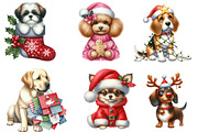 Christmas Dog Clipart, an Illustration by DreamArtGraphic (Thumbnail 4 of 6)