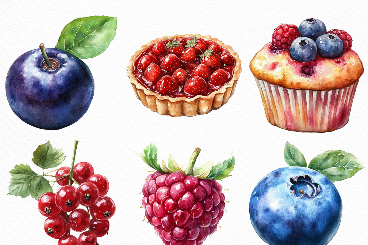 Watercolor Berry Bliss Clipart, an Illustration by Craft Nest (Photo 3 of 6)