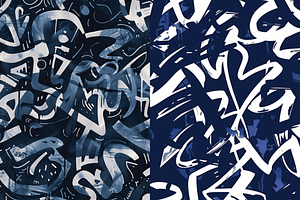 Navy Graffiti Seamless Patterns