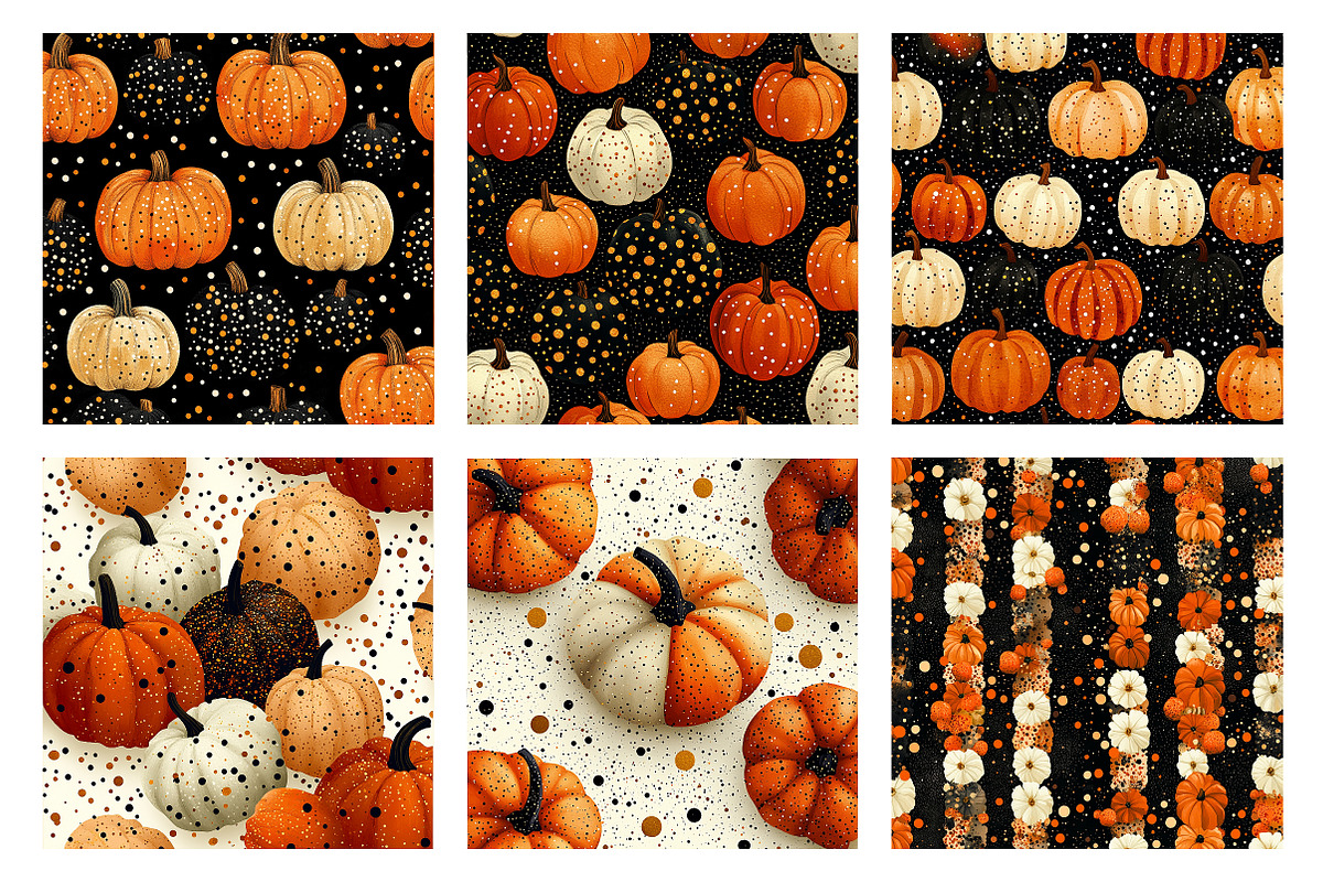 Polka Dots Pumpkin Digital Paper, a Transportation Illustration by SinaCreation (Photo 4 of 5)