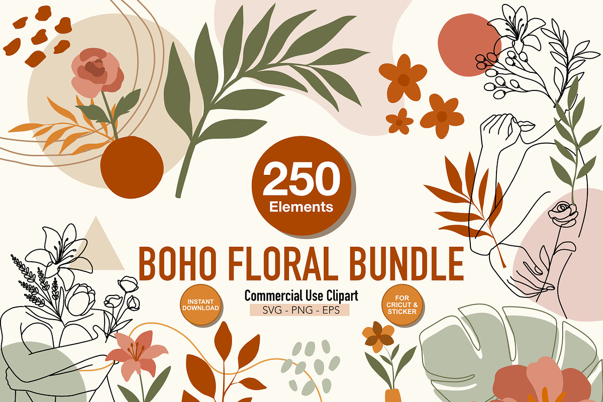 Boho Floral Collection, a Decorative Illustration by Adora ARTS (Photo 1 of 12)