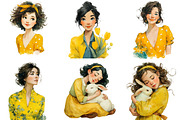 Watercolor Spring Girl Clipart, an Illustration by DreamArtGraphic (Thumbnail 3 of 4)