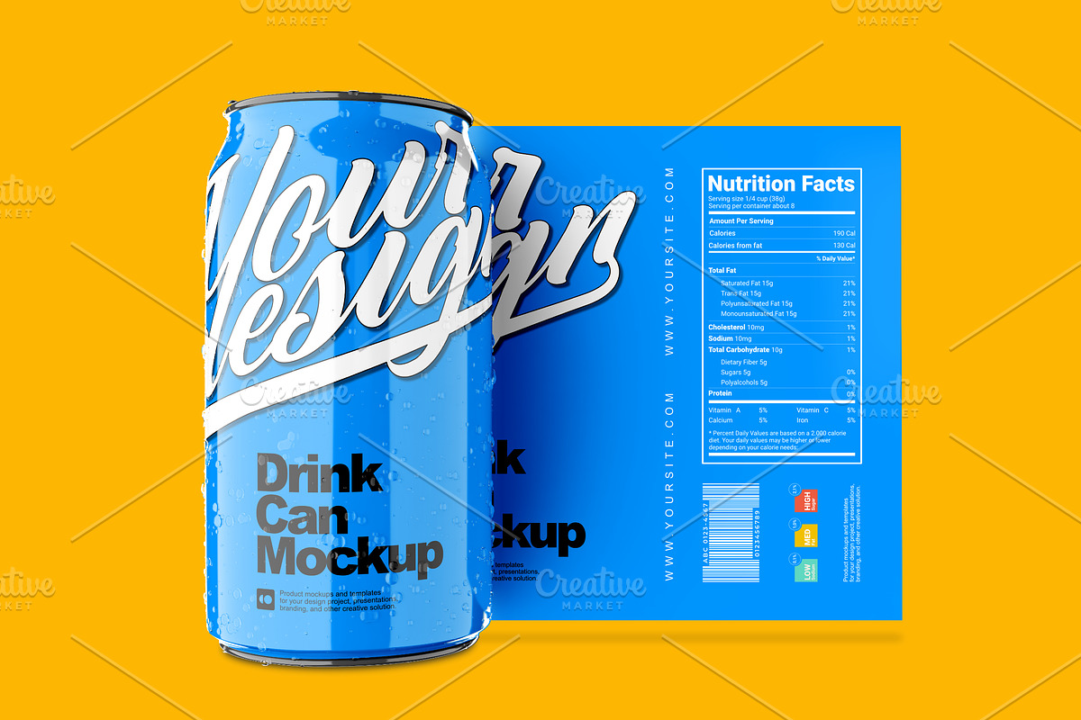 Glossy Drink Can with Label Mockup, a Packaging Mockup by Aprndy85 (Photo 5 of 5)
