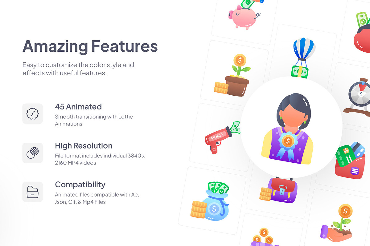 Animated Money Icon Collection, a Duotone Icon by Prosymbols (Photo 2 of 3)