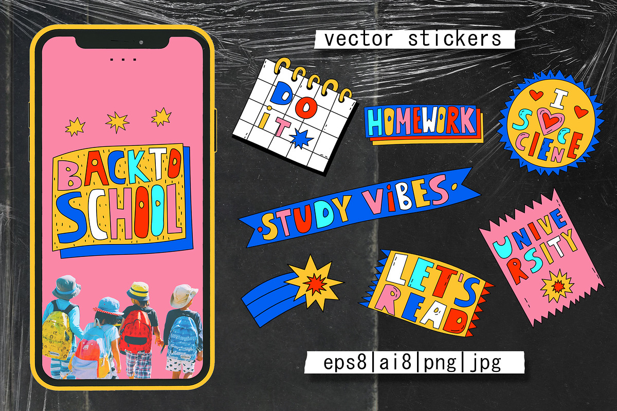 Motivation to study-lettering set, an Education Illustration by okchizh (Photo 1 of 6)