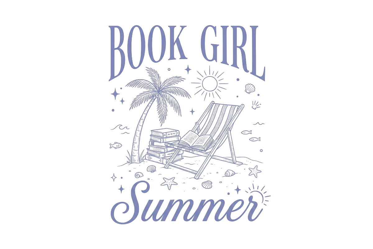 Book Girl Summer Png, a Seasonal Illustration by CraftArtStudio (Photo 1 of 4)