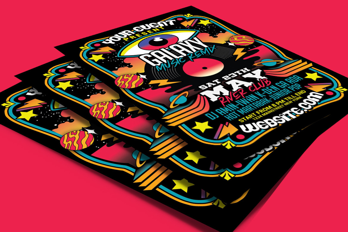 Retro Disco Galaxy Electro Party Fla, a Flyer Template by Muhamad Iqbal hidayat (Photo 3 of 4)