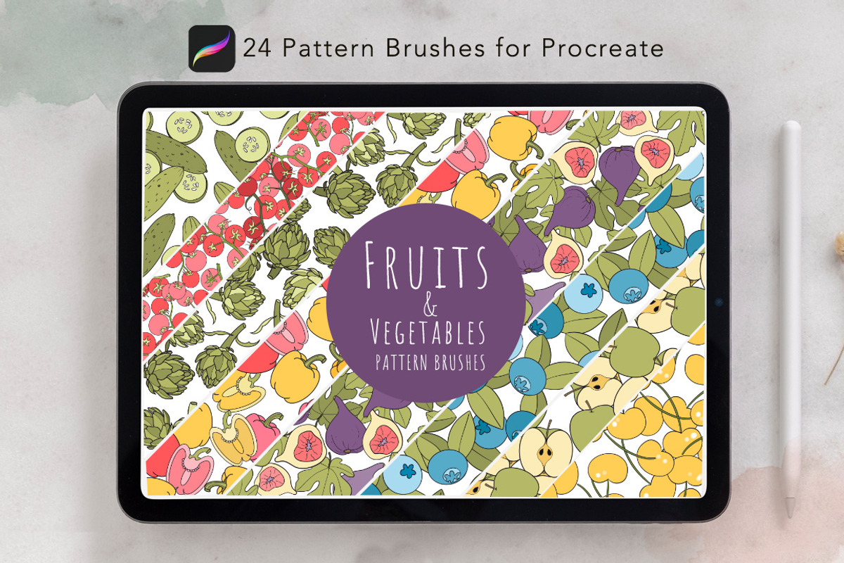 Fruit & Vegetable Pattern Brushes, a Brush Add-On by Mari_Caliart (Photo 1 of 14)