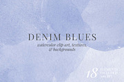 Denim Blue Abstract Watercolor Set, a Texture Graphic by Chelsea Bromley (Thumbnail 1 of 4)