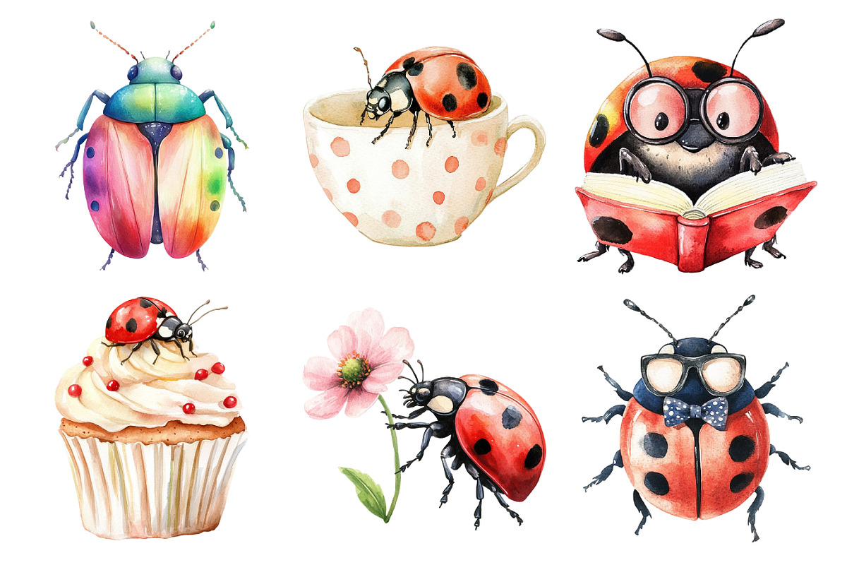 Cute Ladybug Clipart, an Illustration by Daily.Designs (Photo 3 of 5)