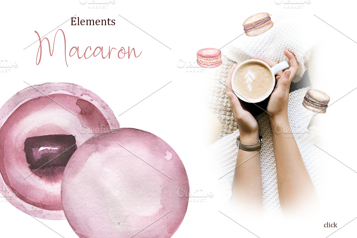 Watercolor Macaron Collection, a Food Illustration by MayaNavits (Photo 2 of 10)