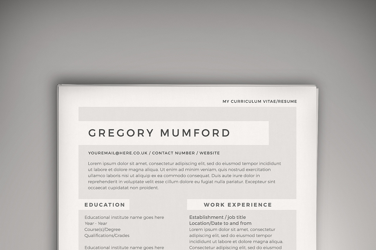 Echo CV/Resume (DOC + PSD), a Resume Template by Valeur Design (Photo 1 of 2)