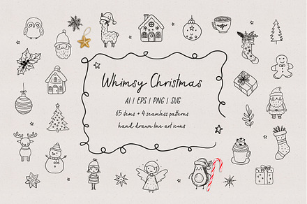 Christmas Whimsy Line Art icon Set, an Object Graphic by Olya Creative