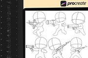 50 Chibi Procreate fighting Stamps, a Brush Add-On by DrawingStoryShop (Thumbnail 6 of 6)