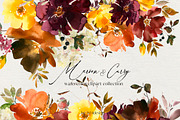 Maroon Yellow Orange Florals PNG, a Decorative Illustration by whiteheartdesign (Thumbnail 1 of 9)