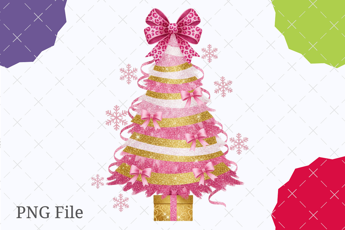 Glitter Coquette Christmas Tree Png, an Illustration by designcity5 (Photo 1 of 5)