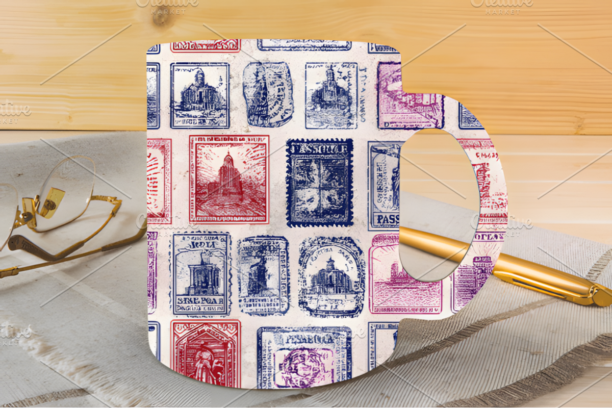 Passport Stamps Digital Paper, a Pattern Graphic by Ink Gallery (Photo 3 of 5)