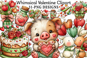 Whimsical Valentine Clipart Png, an Illustration by Daily.Designs