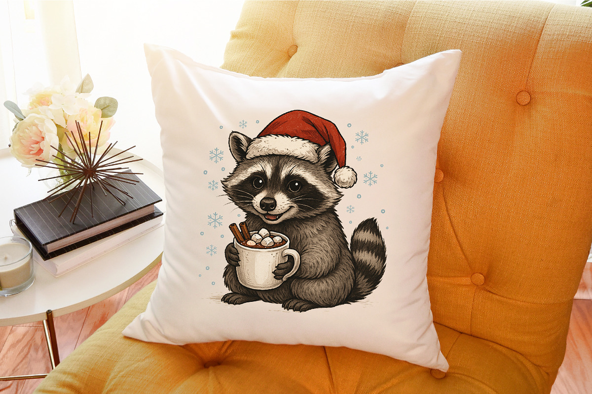 Watercolor Christmas Raccoon PNG, an Illustration by Sublimation Artist (Photo 5 of 9)