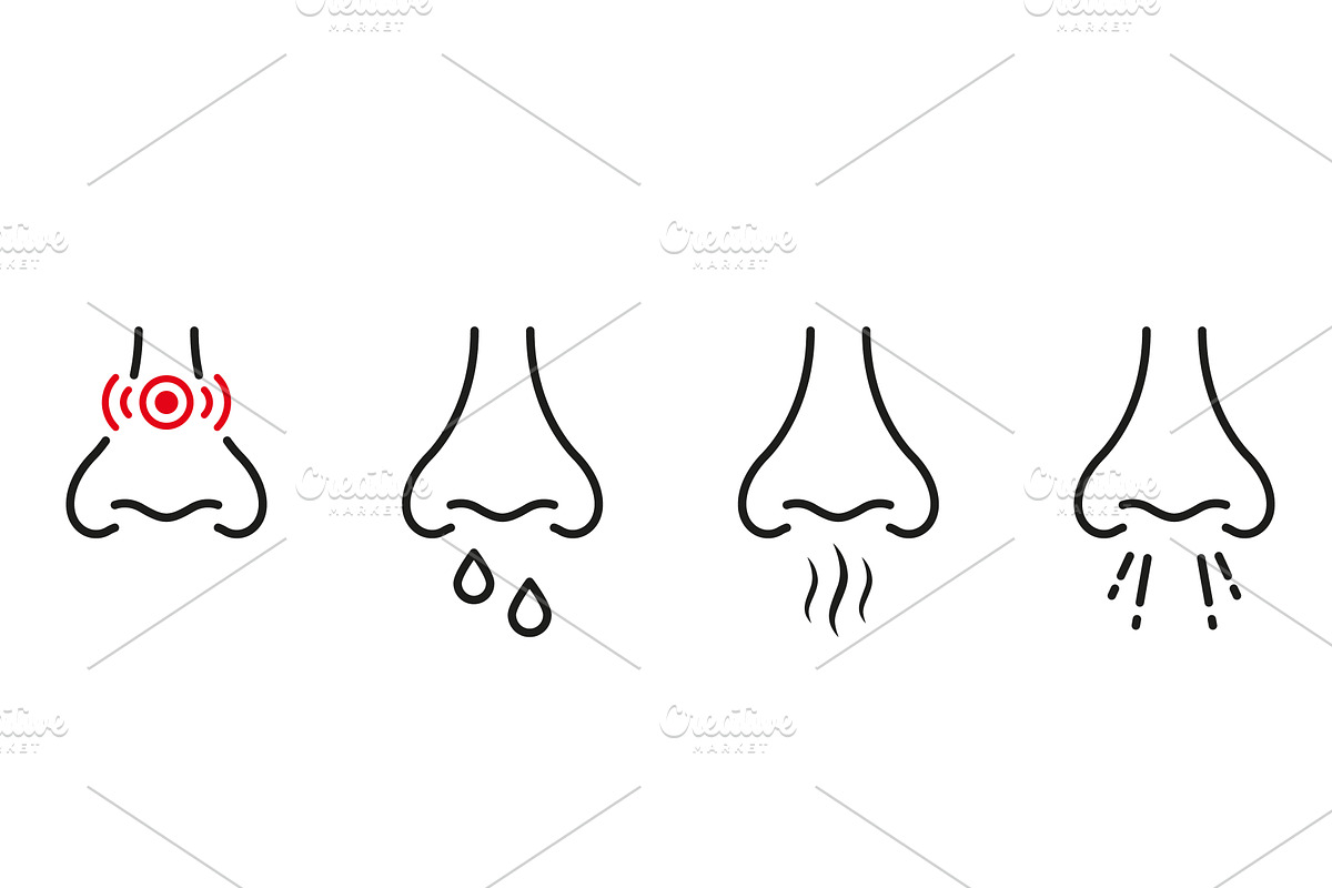 Allergic Runny Nose Sick Virus Icons, an Object Illustration by Vector Creator