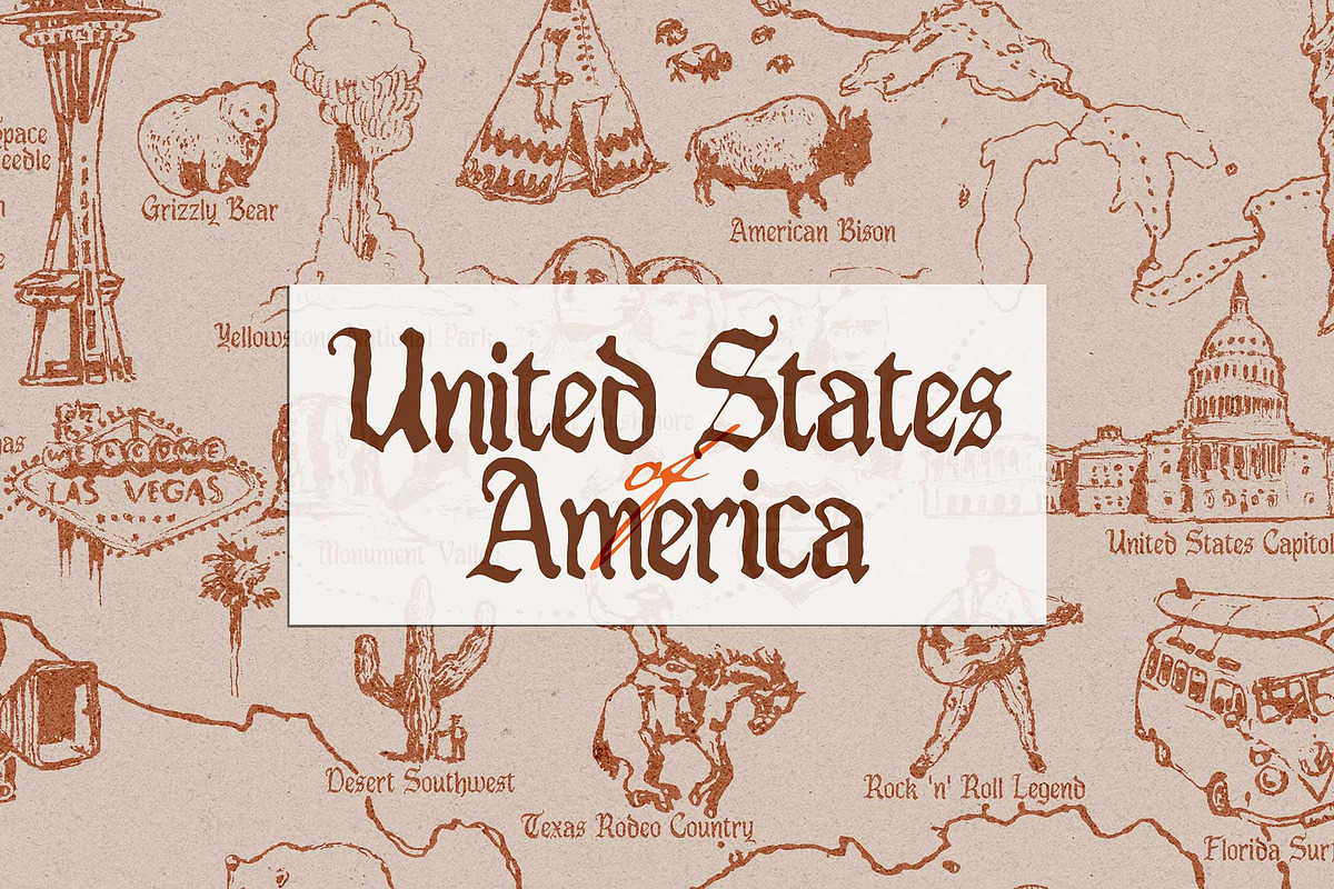 United States Hand-Drawn Map, an Empty State Illustration by TheMountBirdStudio (Photo 1 of 9)