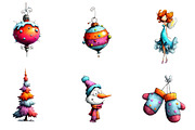Whimsical Icy Blue Christmas Bundle, an Illustration by CreationArt (Thumbnail 5 of 5)