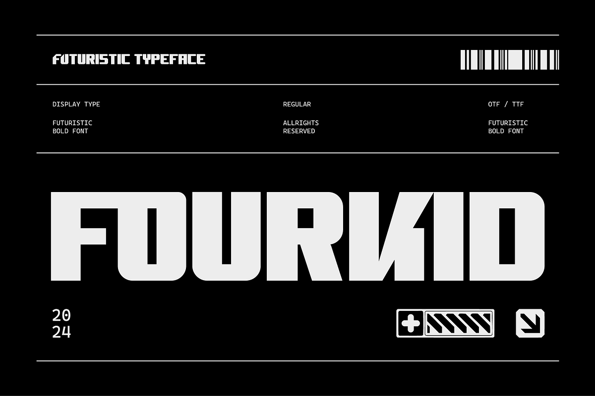 VB Fourkid - Futuristic Font, a Sans Serif Font by VALIANTBROTHA (Photo 1 of 9)
