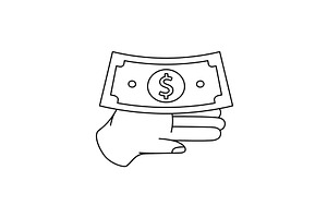 A hand holding a dollar sign outline, a Finance Illustration by GraphiShop