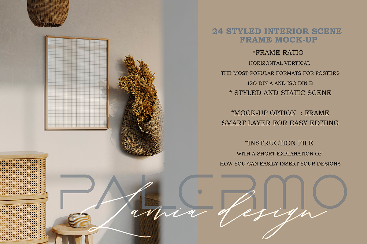 Palermo Room & Natural Frame Mockup, a Household Mockup by LAMIA DESIGN (Photo 20 of 21)