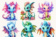 Colorful Baby Dragon Clipart Png, an Animal Illustration by BusyDaydesign (Thumbnail 4 of 9)