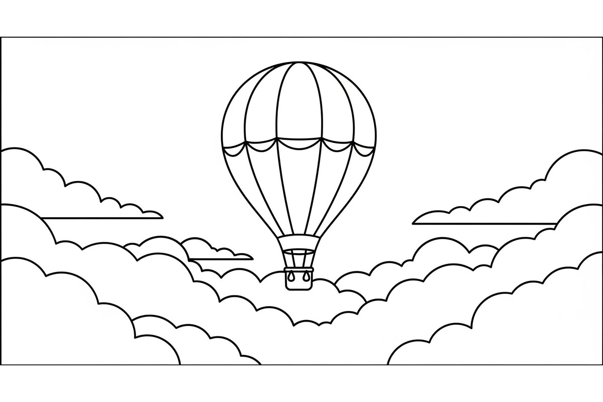 Hot Air Balloon Cloud Line Art bundl, an Illustration by Designer_Momina (Photo 21 of 51)