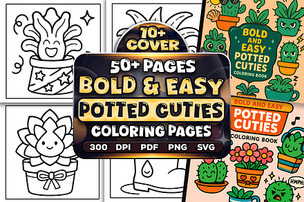 Bold Easy Potted Cuties Coloring, an Object Illustration by Craftsbeefy