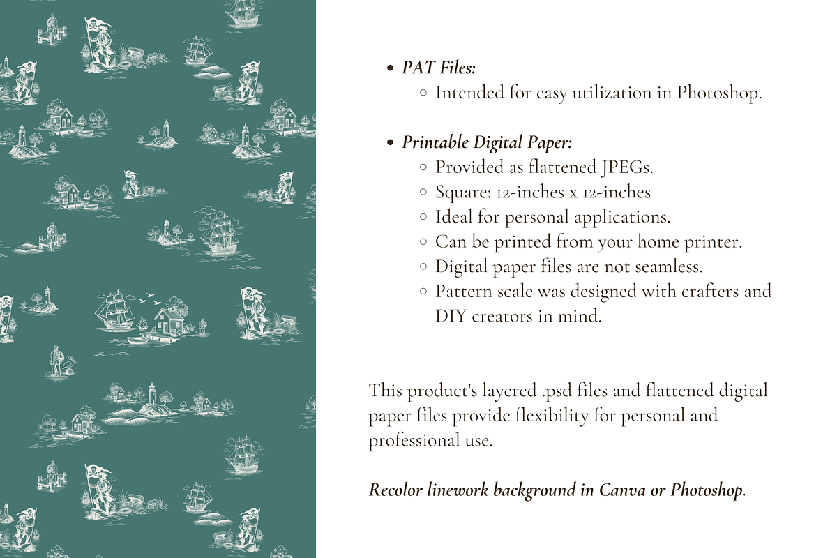 Refined Pirate Toile de Jouy Print, a Background Graphic by Hughes Studio (Photo 7 of 8)