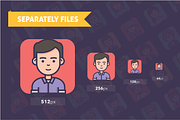 100 Flatline People Avatars Set, an Outline Icon by Vectory (Thumbnail 4 of 4)